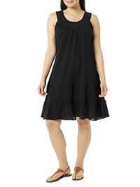 BLACK Sleeveless Crinkle Gauze Sun Dress - Size 10/12 to 34/36 (US S to 5X)