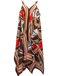 ORANGE Sleeveless Abstract Print Hanky Hem Dress - Plus Size 12 to 24/26 (S to 3X)