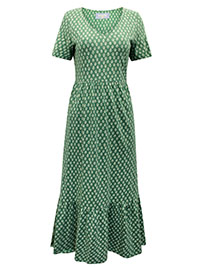 WS GREEN Pure Cotton Floral Print Tiered Dress - Size 8