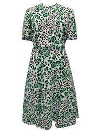 S/DAR GREEN Leopard Print Twist Detail Dress - Size 8 to 10