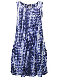 Originals BLUE Tie Dye Stretch Swing Tunic Dress - Plus Size 18 to 26/28