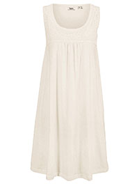 BPC LIGHT-IVORY Crochet Neckline Sleeveless Dress - Size 10/12 to 30/32 (S to 3XL)