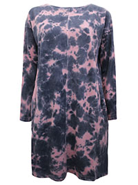 J.Jill Smoky BLACK PINK Pure Jill Cloud Tie Dye Cotton Knit Dress - Size 10 to 20