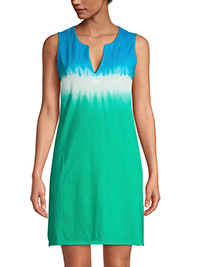 GREEN Pure Cotton Sleeveless Tie Dye Print Dress - Size 8 to 20 (US XS to XL)
