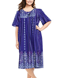 PURPLE Mixed Print Short Lounge Dress - Plus Size 16/18 to 40/42 (US M to 5X)