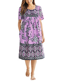 PINK Mixed Print Short Lounge Pocket Dress - Plus Size 16/18 to 32/34 (M to 3X)