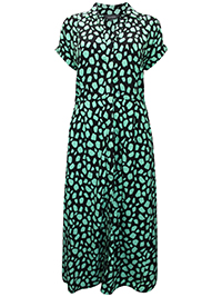 S/DAR GREEN Fleck Print Midi Shirt Dress - Size 10 to 16