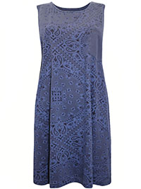 INDIGO Pure Cotton Sleeveless Paisley Print Dress - Plus Size 18/20 (XL)