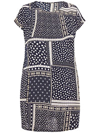 Curve NAVY Patchwork Short Sleeve Tunic Dress - Plus Size 16 to 30/32