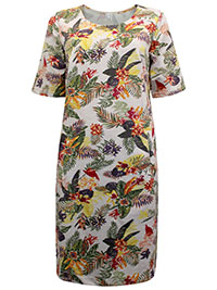 MULTI Pure Cotton Tropical Print Shift Dress - Plus Size 12 to 28