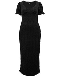 BLACK Jersey Broderie Puff Sleeve Maxi Dress - Size 8 to 16
