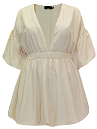 STONE Volume Sleeve Puffball Hem Dress - Plus Size 16 to 30