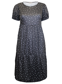 BLACK Floral Print Short Sleeve Tiered Midi Dress - Plus Size 18 to 24