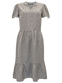 NATURAL Animal Print Tiered Midi Dress - Plus Size 12 to 24