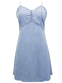 BLUE Strappy Denim Mini Dress - Size 6 to 16 (EU 32 to 42)