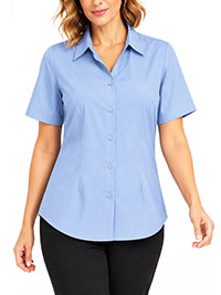 Heritage BLUE Oxford Cotton Blend Moira Blouse - Size 8 to 14