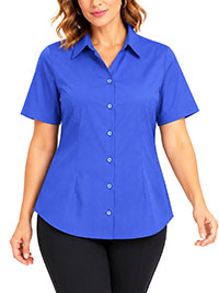 Heritage ROYAL BLUE Oxford Cotton Blend Moira Blouse - Size 10 to 30