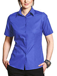 Disley Heritage ROYAL BLUE Classic Oxford Short Sleeve Moira Blouse - Size 6 to 30