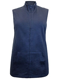 NAVY Pure Cotton Funnel Neck Gilet - Plus Size 12 to 30