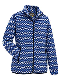 NAVY Chevron Print Funnel Neck Zip Fleece Jacket - Size L
