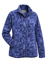 NAVY Abstract Print Funnel Neck Zip Fleece Jacket - Size S to XL