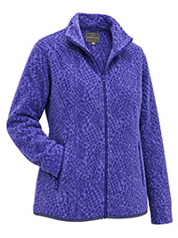 PURPLE Abstract Print Funnel Neck Zip Fleece Jacket - Size S to XL
