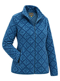 BLUE Geo Print Funnel Neck Zip Fleece Jacket - Size M to XL