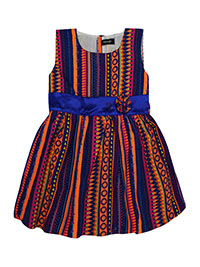 BLUE Younger Girls Pure Cotton Sleeveless Corsage Sash Dress - Age 2/3Y to 4/5Y