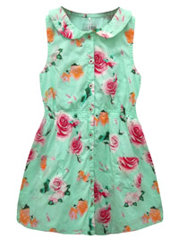 Name It Girls MINT Rose Print Button Through Dress - Age 1/1.5yrs to 2/3yrs