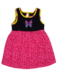 IKKS PINK-BLACK Pure Cotton Sleeveless Printed Butterfly Tunic - Age 2/3yrs to 4/5yrs