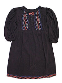 NXT AUBERGINE Girls Embroidered Balloon Sleeve Jersey Dress - Age 3Y to 12Y
