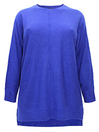 Curve COBALT Front Seam Detail Knitted Jumper - Plus Size 14/16 to 34/36