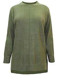 Curve KHAKI GREEN Front Seam Detail Knitted Jumper - Plus Size 14/16 to 34/36