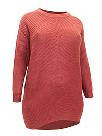 Curve BROWN Long Sleeve Chunky Rib Longline Jumper - Plus Size 18/20