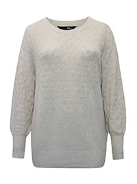 Curve OATMEAL Pointelle Knit Jumper - Plus Size 14/16 to 30/32