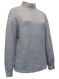 Curve GREY High Neck Ribbed Knit Jumper - Plus Size 16 to 26/28