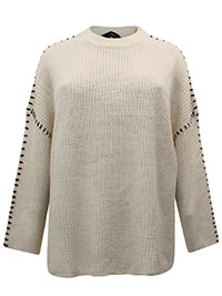 CREAM Blanket Stitch Knitted Jumper - Plus Size 14/16 to 34/36