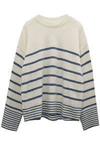 IVORY Wool Blend Striped Crew Neck Jumper - Size 10/12 to 20 (XS to XL)