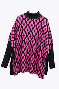 PINK Floral Print High Neck Poncho Jumper - Onesize Fits UK Size 14-16-18