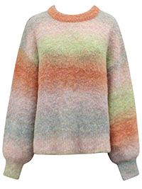 RAINBOW Wool Blend Fluffy Knit Tie Dye Jumper - Size 12 to 18 (S to XL)
