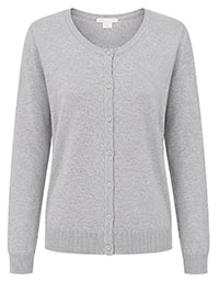 LIGHT GREY Round Neck Button Front Cardigan - Size 8 (XS)