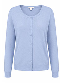LIGHT BLUE Round Neck Button Front Cardigan - Size 8 (XS)