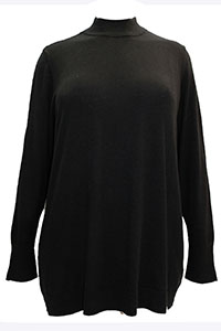 BLACK Curve Funnel Neck Pointelle Trim Jumper - Plus Size 14/16 to 34/36