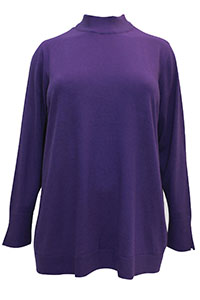 PURPLE Curve Funnel Neck Pointelle Trim Jumper - Plus Size 22/24 to 34/36