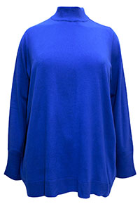 ROYAL-BLUE Curve Funnel Neck Pointelle Trim Jumper - Plus Size 14/16 to 30/32