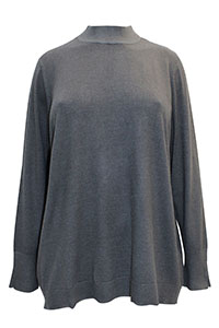 DARK-GREY Curve Funnel Neck Pointelle Trim Jumper - Plus Size 18/20 to 30/32