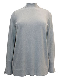 GREY Curve Funnel Neck Pointelle Trim Jumper - Plus Size 14/16 to 30/32