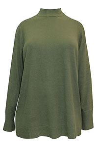 KHAKI Curve Funnel Neck Pointelle Trim Jumper - Plus Size 14/16 to 34/36