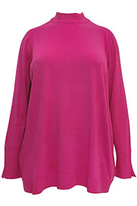 PINK Curve Funnel Neck Pointelle Trim Jumper - Plus Size 14/16 to 26/28
