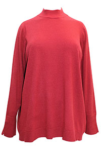 DARK-RED Curve Funnel Neck Pointelle Trim Jumper - Plus Size 14/16 to 34/36